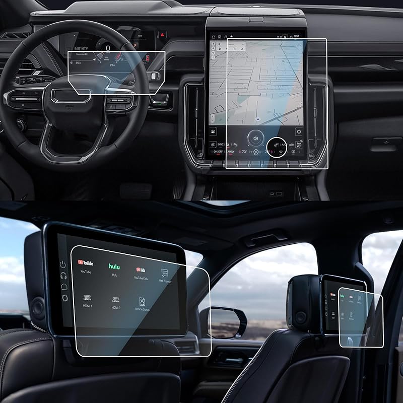 CDEFG 2 шт. для Chevy Tahoe Suburban GMC Yukon 2021-2025 Защитная пленка для экрана 2021-2025 Tahoe Suburban Yukon Escalade 12,6 дюйма Защитная крышка экрана для заднего сиденья