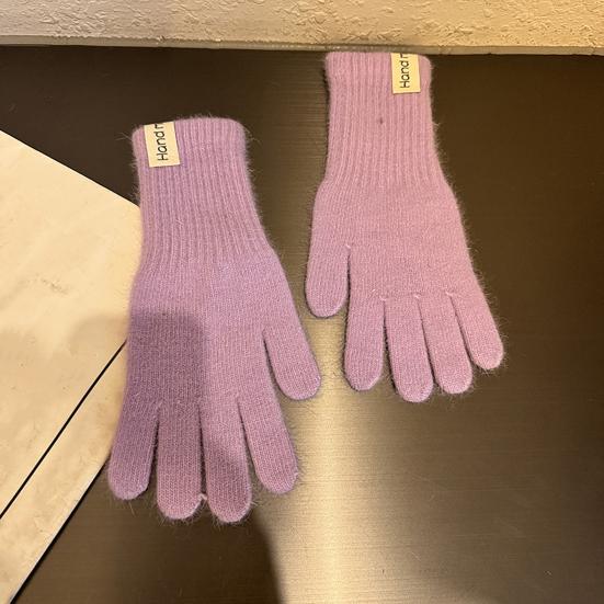 Зимние вязаные перчатки Эластичные теплые перчатки Однотонные перчатки с пальцами