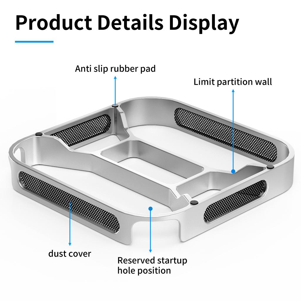 Desktop Stand Computer Riser Dustproof Base Heat Dissipation Bracket Aluminum Alloy Cooling Holder Dock for Mac mini M4/M4 Pro