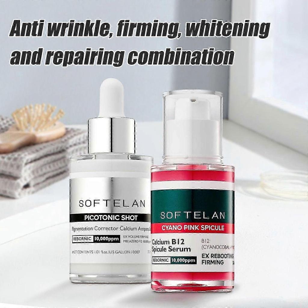 3SET Pink Spicule Anti-Wrinkle Serum Set,Calcium B12 Firming Treatment with Micro-Spicules, Whitening Ampoule Duo for Pore Refinement less