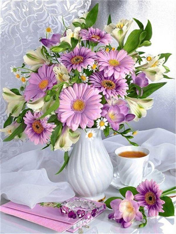 RUOPOTY Рамка «сделай сам», картина по номерам, башня, настенное искусство на холсте, акрил, уникальный подарок, картина по номерам, цветок для гостиной