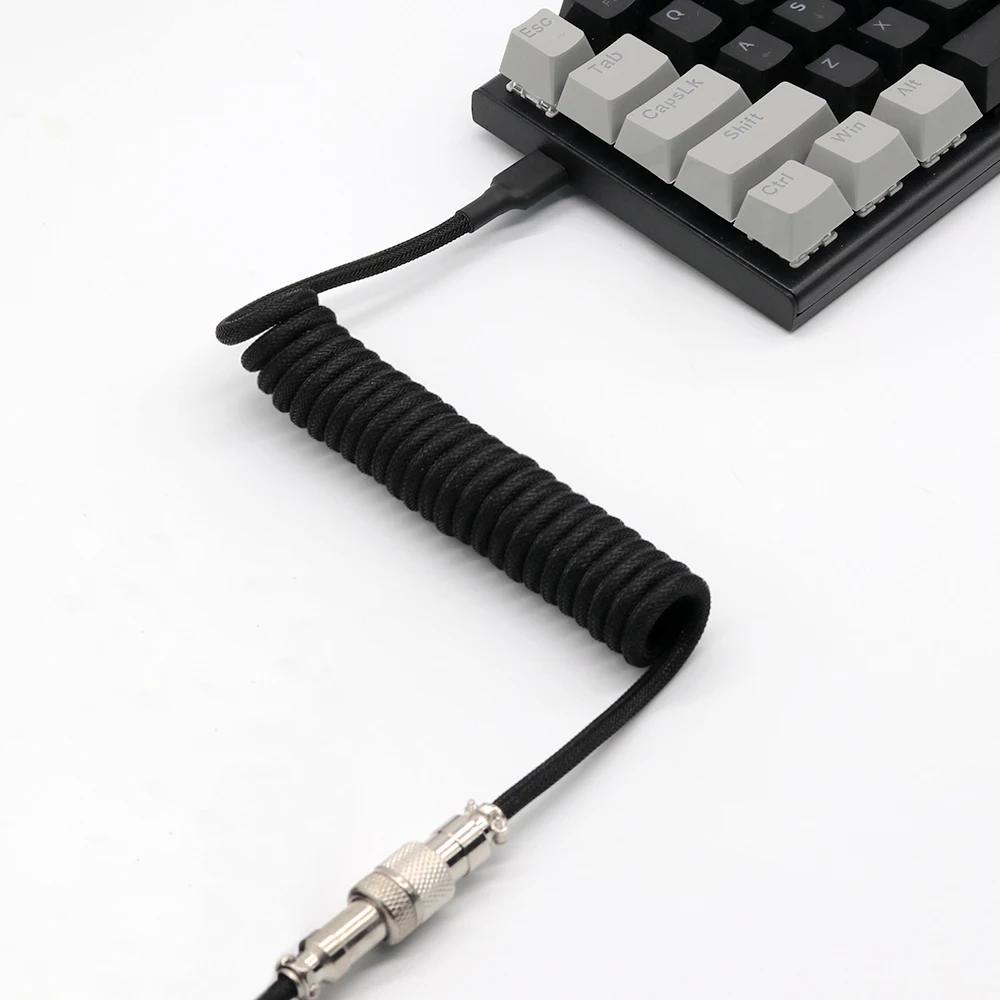Механическая клавиатура Авиационный штекер Спиральный USB Type-C кабель Металлический пилотный разъем Игровой GX16 USB кабель для клавиатуры Аксессуары для клавиатуры