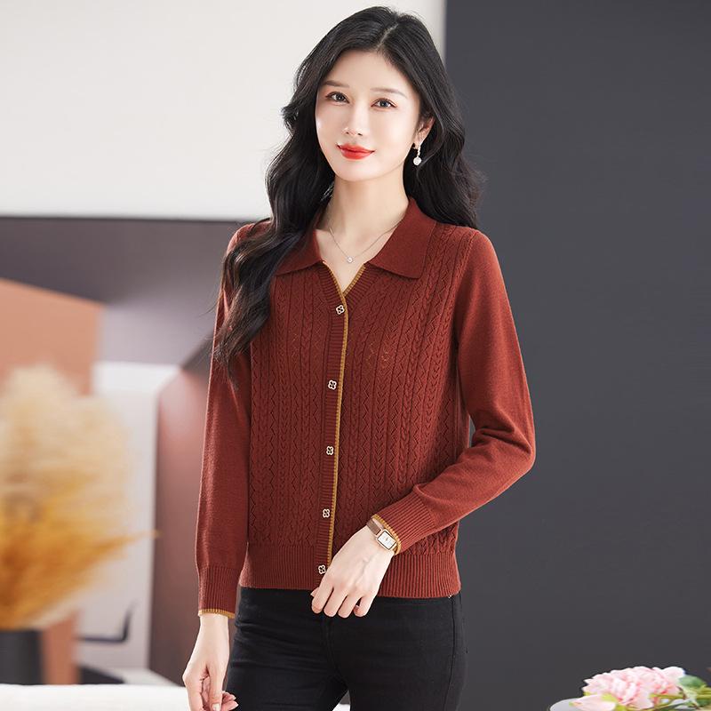 Кашемировый кардиган приталенного силуэта 2025: Отложной воротник, однобортный жаккардовый трикотаж - модный и универсальный топ