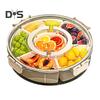 Фруктовая тарелка для закусок, вращающийся поднос с разделителями и ручкой на крышке, пищевое блюдо для колбасных изделий, овощей, путешествий, пикника, закусок