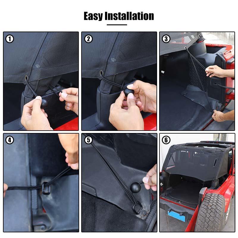 Car Rear Trunk Sunshade Mesh Sunscreen Cover for Jeep Wrangler JK 4-Door Version Exterior Accessories, UV Protection