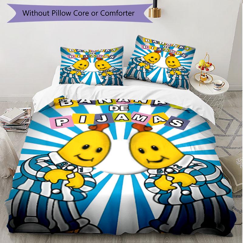 3pcs Duvet Cover Set (1*Duvet Cover + 2*Pillowcase, Without Core), Bananas in Pyjamas Print Soft All‑Season Bedding Set, Home Bedroom Decor Gift