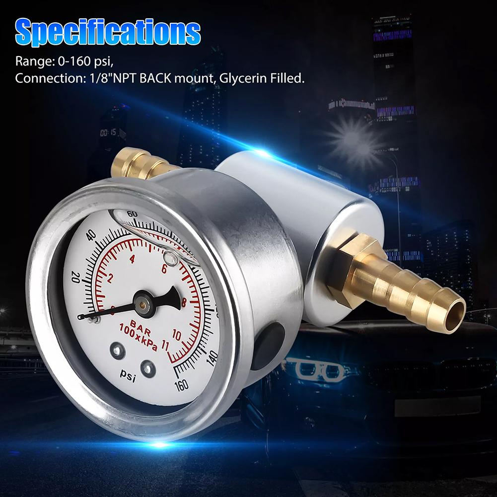 Liquid Filled Gauge Easy Installation Universal Fuel Gauge Fuel Pressure Gauge High-Quality For Fuel Systems Oil Systems Water