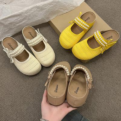 Крутые шлепанцы на толстой подошве 2025 с одной педалью, новые летние женские полушлепанцы Мэри Джейн, с внешней сумкой-головой