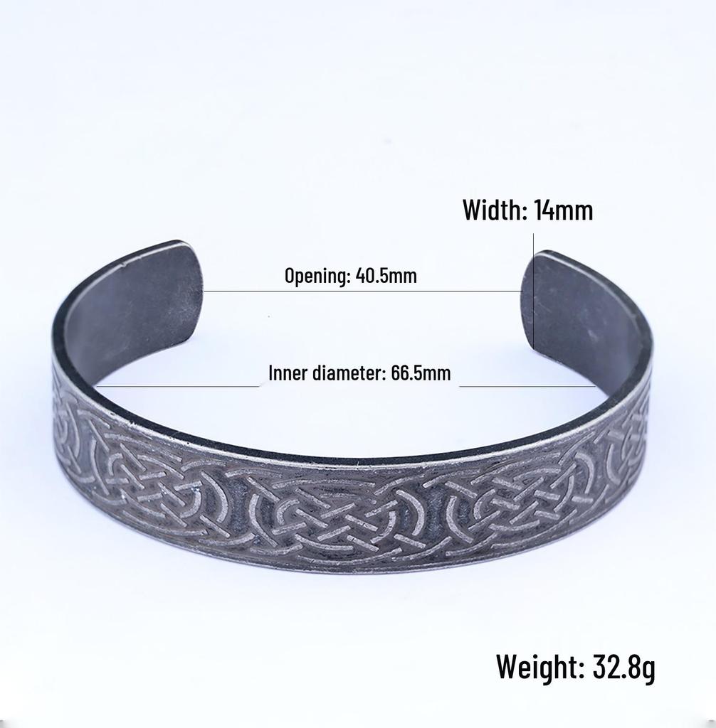 Браслет с рунами викингов и кельтским узором из нержавеющей стали - Ретро и модное украшение