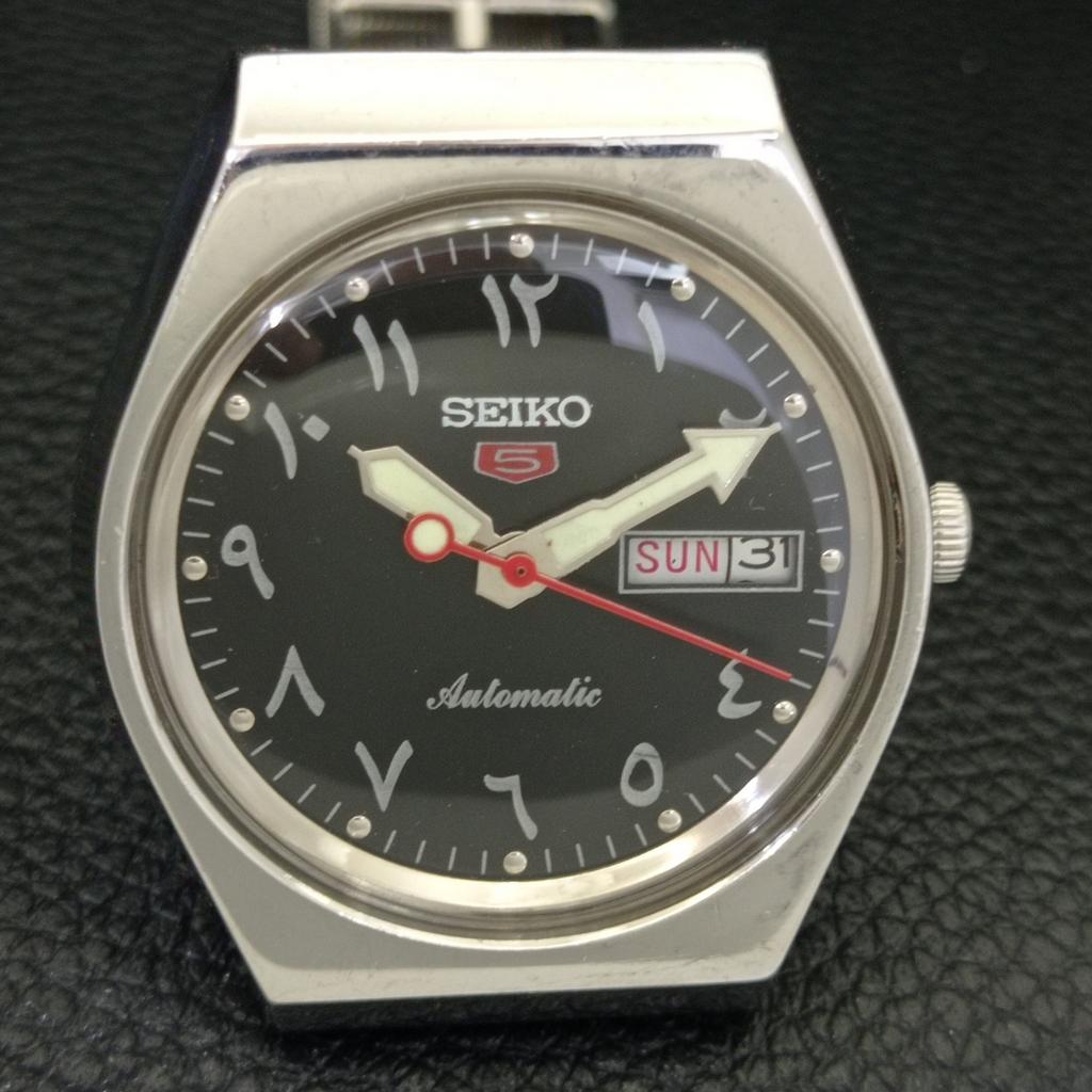 Seiko 5 АВТОМАТИЧЕСКИЕ ВИНТАЖНЫЕ 6309A ЯПОНИЯ МУЖСКИЕ ЧАСЫ С АРАБСКИМ ЧЕРНЫМ ЦИФЕРБЛАТОМ a702669-1 R209-a702669