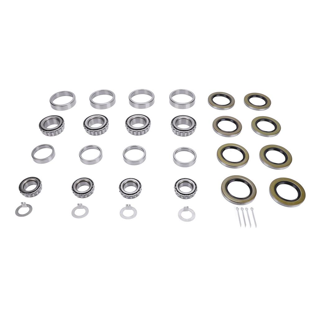 4 Sets Trailer Axle Bearing Kit 6000 to 7000lb Steel Alloy Trailer Wheel Hub Bearing Set with Cotter Pins and Grease