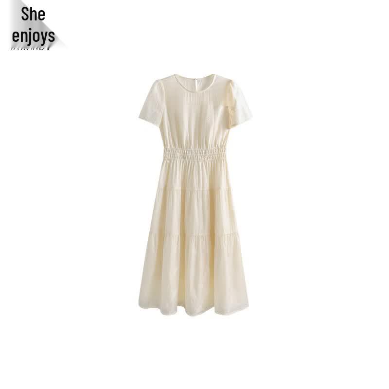 Women's White Chiffon A-Line Midi Dress