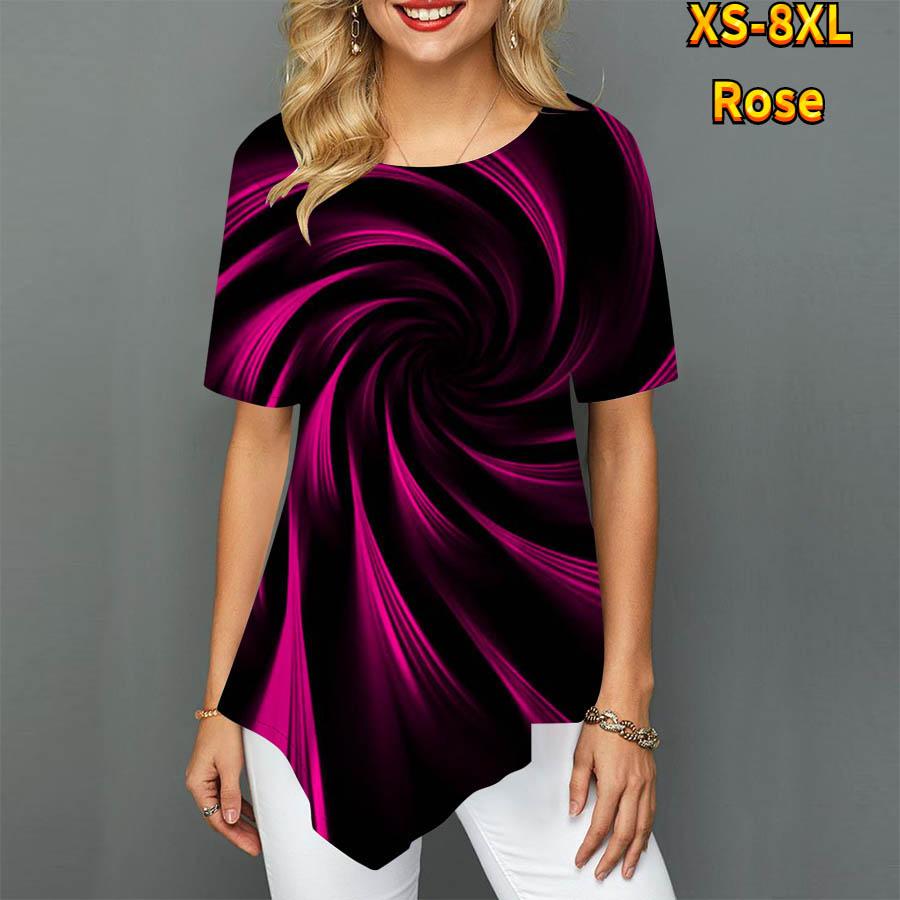 Женские футболки больших размеров с принтом торнадо, свободные повседневные топы, женская нерегулярная летняя одежда для женщин
