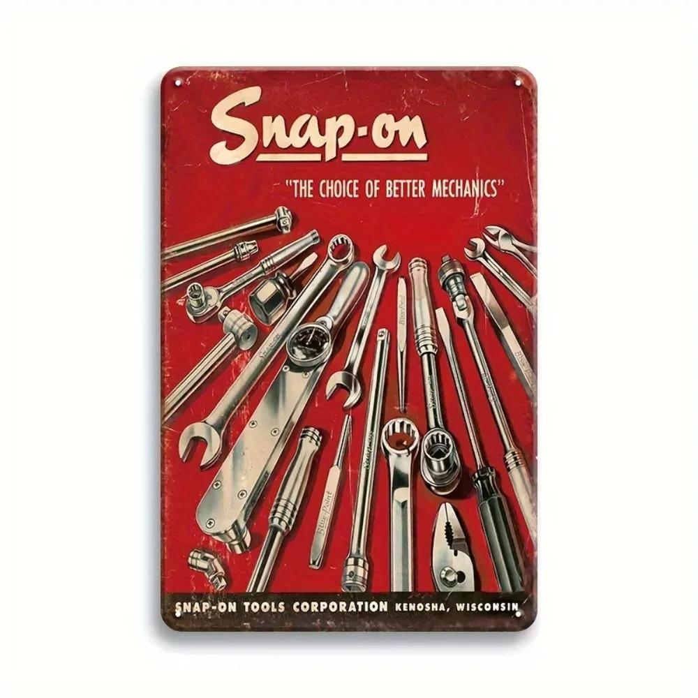 Vintage ToolTales Retro Metal Tin Sign SnapOn Tools Garage Decor for Man Cave