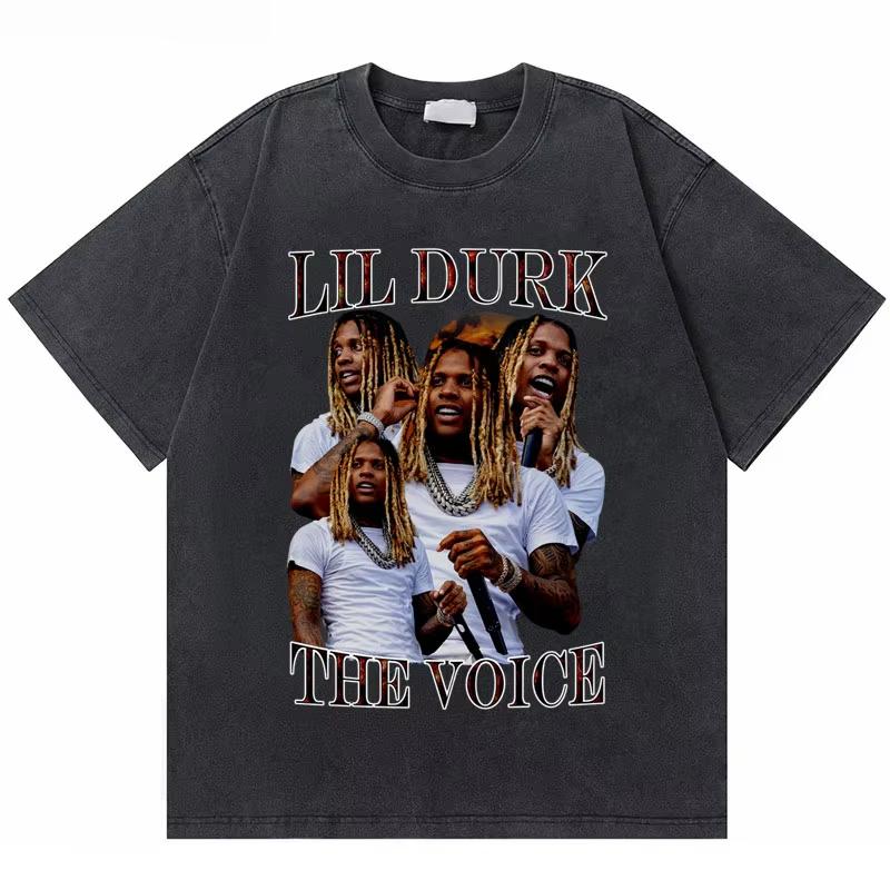Стирка Винтажная Футболка Рэпера Lil Durk Healing Tour Унисекс Женская Хип-Хоп Мода Оверсайз Футболка Унисекс Повседневная Хлопковые Футболки
