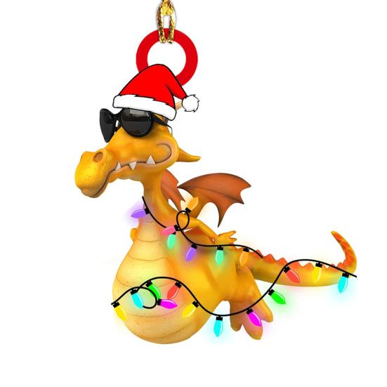 Рождественский дракон, подвесное украшение, акриловый многоразовый праздничный декор, украшение для рождественской елки, кулон, товары для вечеринок, подарок