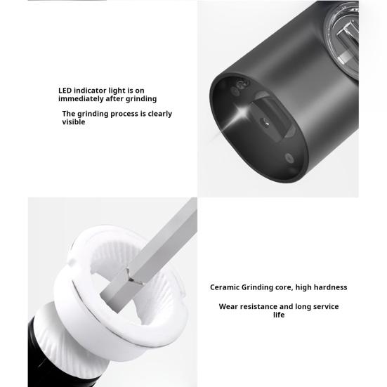 Электрическая мельница для перца и соли со светодиодной подсветкой, регулируемая степень помола, мельница для специй с зарядкой через USB для кухни, ресторана, вечеринки, пикника
