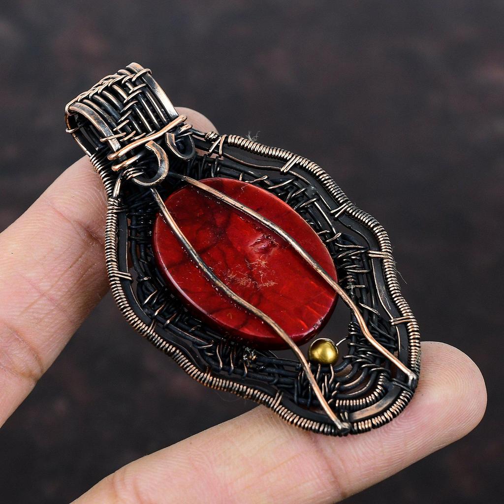 Red Fire Labradorite Pendant Copper Wire Wrapped Pendant Gemstone Jewelry Stylish Pendant Handmade Copper Wire Jewelry Special Occasion Gift
