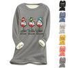 Women's Christmas Print Thick Plush Lambswool Warm Long Top