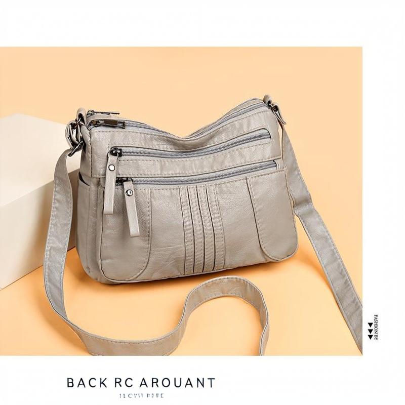 Ретро Мягкая Кожаная Сумка Через Плечо Много Карманов Однотонная Сумка Crossbody Идеально для Деловых Поездок Покупок