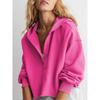 Fashion Women's Spring Autumn Hooded Sweatshirt Long Sleeve Solid Color V Neck Crop Hoodie