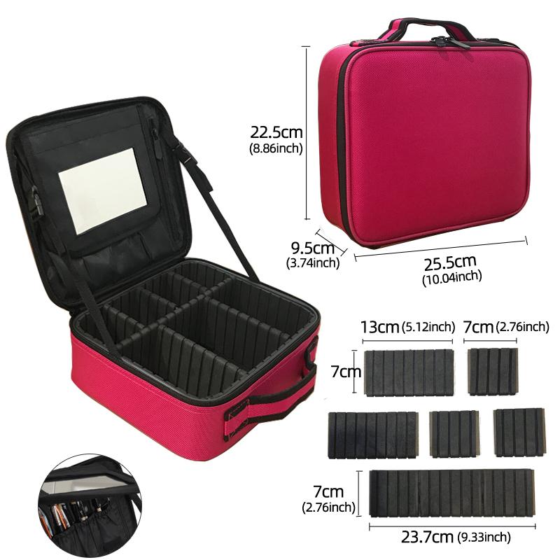 New Cosmetic Bag With Mirror Beauty Brush Makeup Bag Travel Necessary Waterproof Large Capacity Travel Tattoo Makeup Case