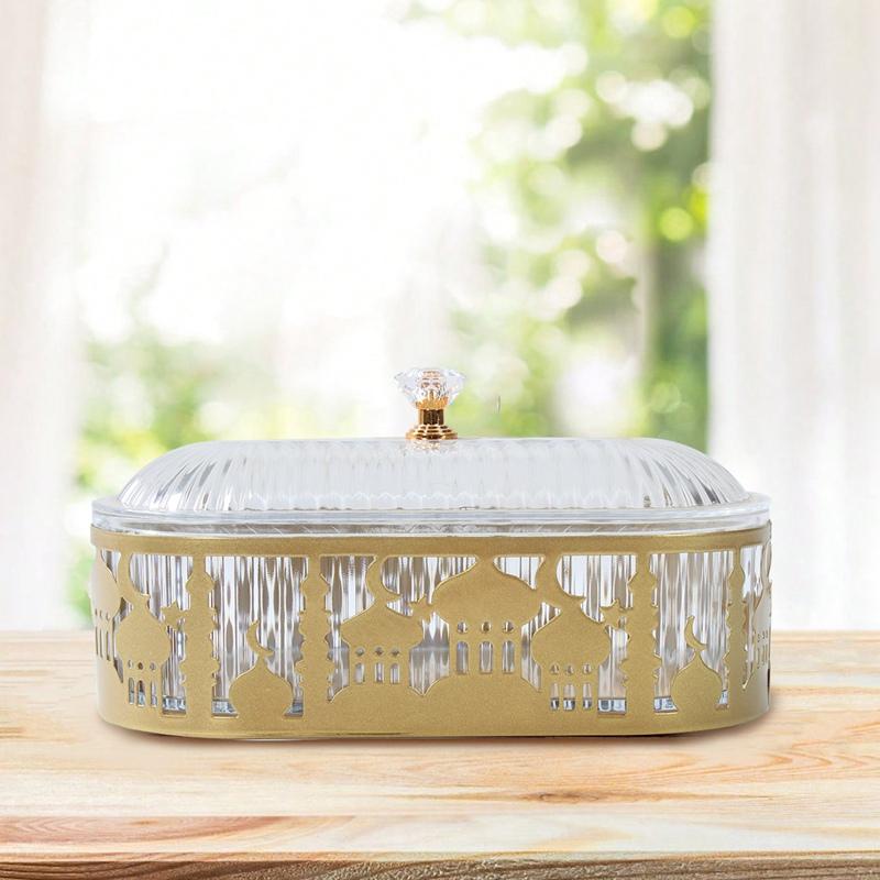 1 шт. Фестиваль Рамадан Конфеты Снеки Коробка для хранения Ид Конфеты Снеки Банка Пластиковая Металлическая Конфетница Для Свадебной Вечеринки Украшение Дома Комнаты