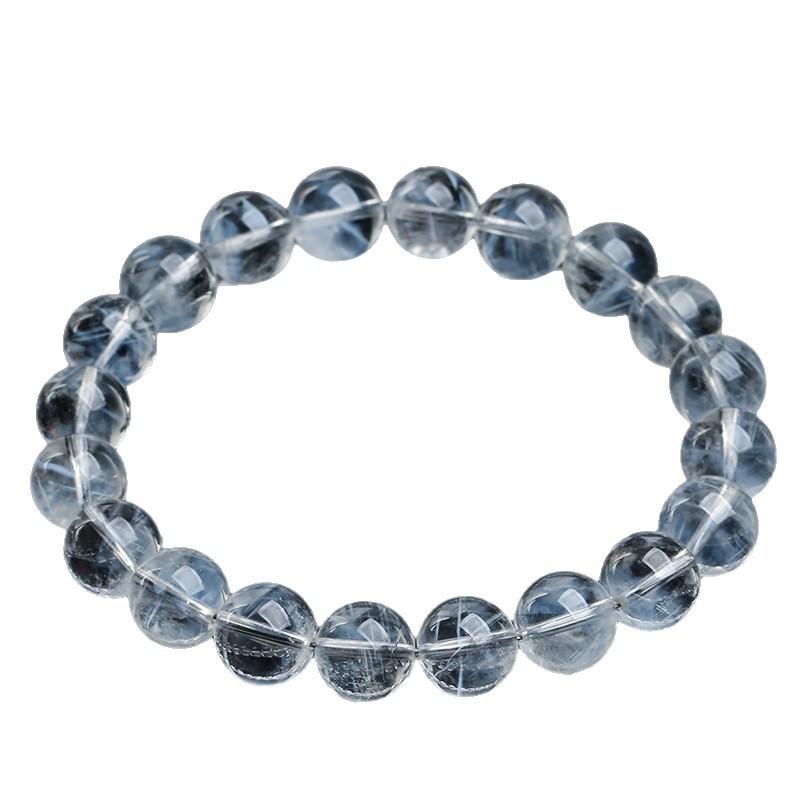 Браслет Hongchu Crystal Natural 7A Премиум с синими иглами и крупным синим камнем-иглой, круглые бусины