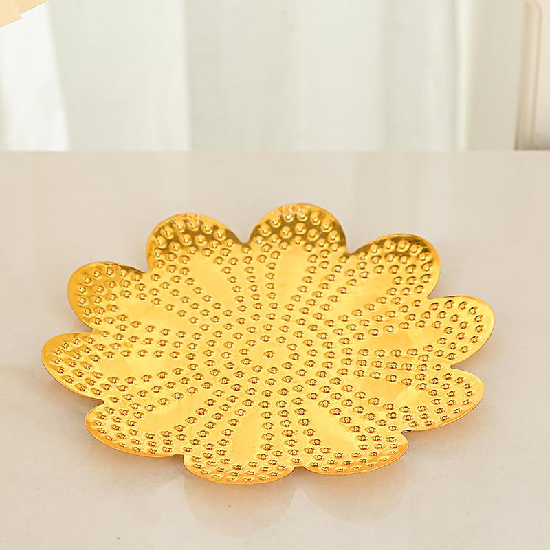 1 шт., позолоченные тарелки для хранения закусок, сервировочный поднос в форме листа, блюдо с фруктами, ювелирные изделия с цветами, брелок
