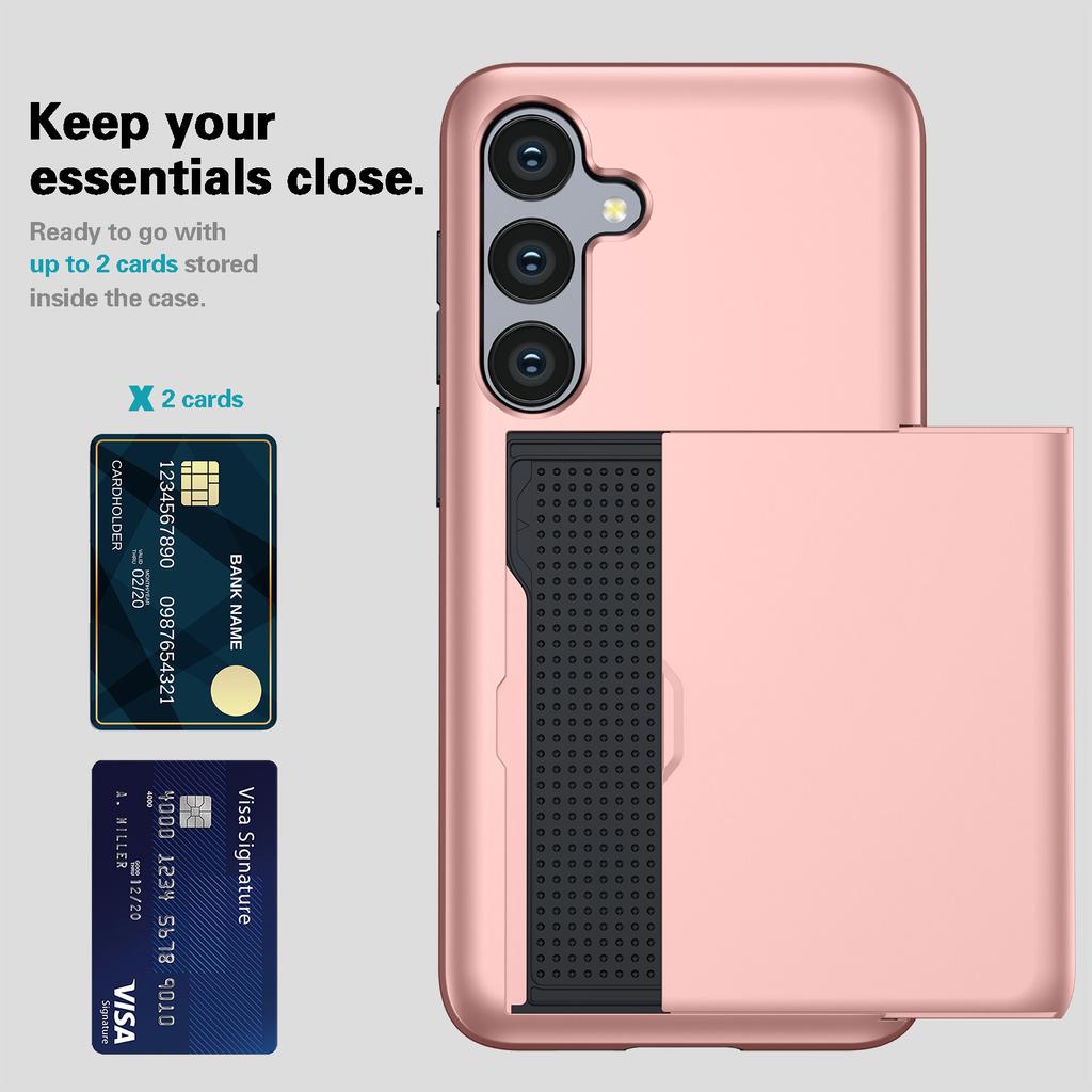 Чехол-кошелек Armor Slide с карманом для карт для Samsung Galaxy S25 Edge S24 S23 S22 S21 S20 Ultra S24 S23 FE Держатель для карт Крышка Кошелек Сдвижная крышка