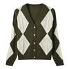 Women's Cardigan Sweaters - Argyle Knit Open Front Cardigans Long Sleeve Sweater Outwear Tops for Women