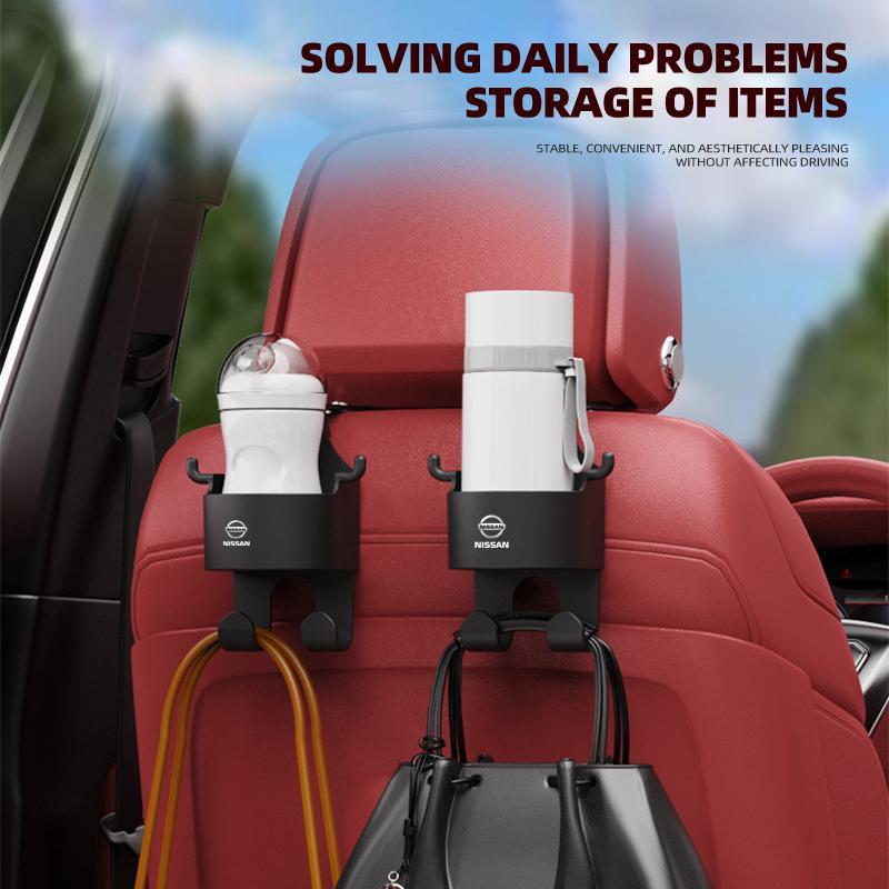 1/2pcs Car Seat Cup Holder Car Seat Back Multi-functional Hook Rear Water Cup For Nissan Sentra Altima Versa Bluebird Sunny Maxima X-Trail Pathfinder