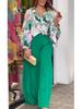 2024 Women's Plus Size Fashion: Lapel Shirt & High-Waist Wide-Leg Pants Set
