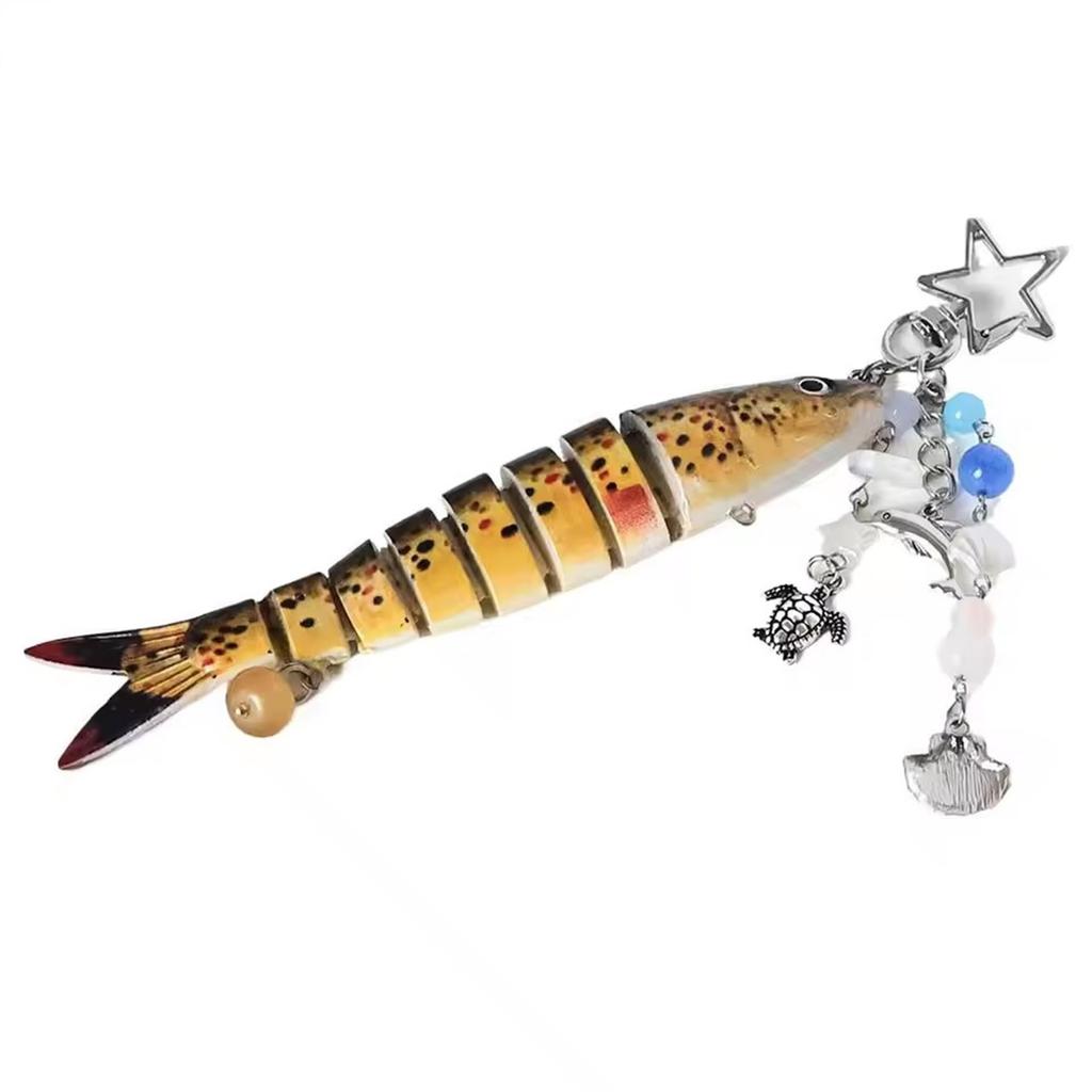 Брелок для ключей ручной работы в форме рыбы с бисером, держатель для ключей, шнурок для телефона в виде свимбейта, креативный аксессуар для ключей, сумок, рюкзаков