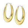 Earrings - Lotus - Oval Hoop Earrings In Gold-plated Stainless Steel - Lightweight - Elegant - Modern