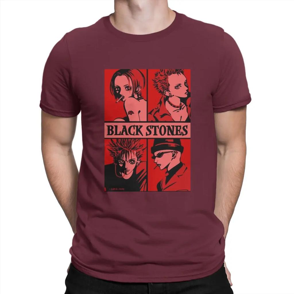 Black Stones T Shirt Men Pure Cotton Creative T-Shirts Crew Neck NANA Osaki Manga Tee Shirt Short Sleeve Clothing Printed