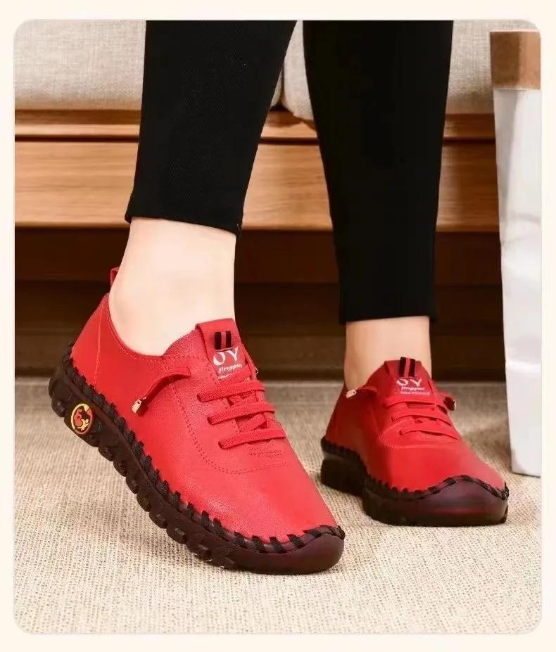 Women's Large Size Women's Shoes Sewing Non-slip Student Shoes Women's Flat Mother Single Shoe Casual Shoes Zapatos De Mujer