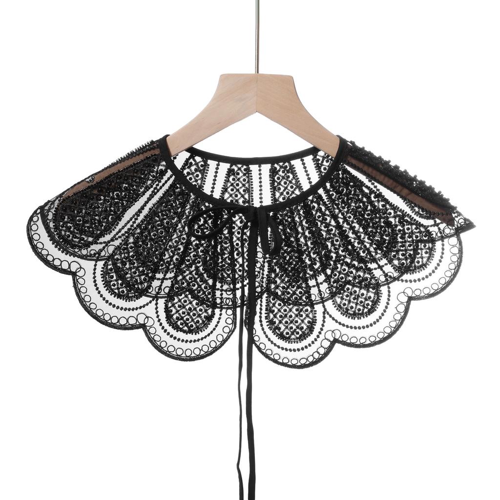 Eugen Yarn Белая вышитая рисовая бисерная трехмерная вышивка с имитацией воротника Женская универсальная шаль