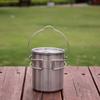 750Ml Stainless Steel Hanging Pot With Lid Outdoor Picnic Portable Foldable Handle Camping Water Cup Tea Pot Coffee Mug
