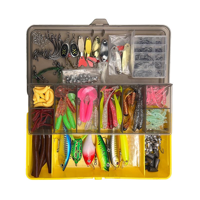 Double-layer Bait Box Set 302 Pieces 443g Accessories Lure Soft & Hard Bait Lead Head Hook Pin