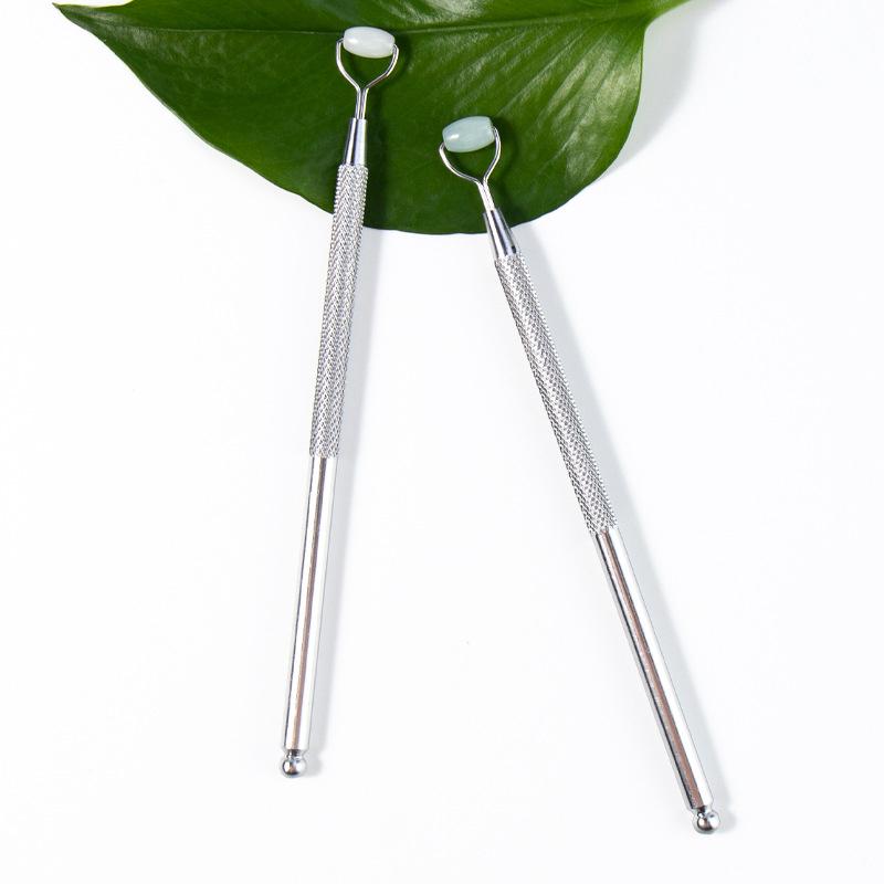 Натуральный нефритовый ролик против морщин для глаз, скребок для кожи Гуаша, массажер для глаз и лица