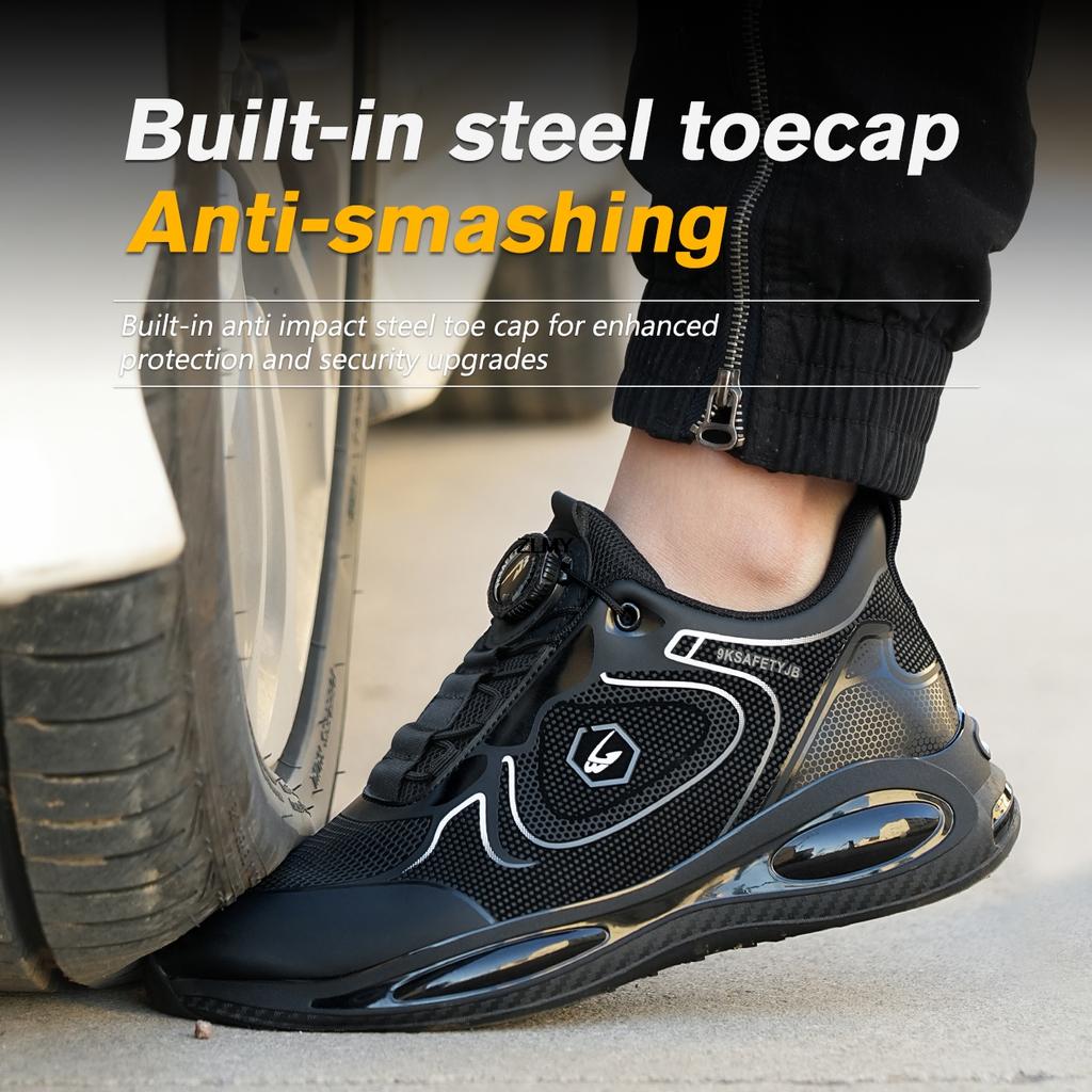 Модные водонепроницаемые верхние мужские защитные туфли с вращающимися пуговицами, стальные носки, кроссовки, противоударные, противоударные, рабочие ботинки, мужские рабочие защитные ботинки, легкие