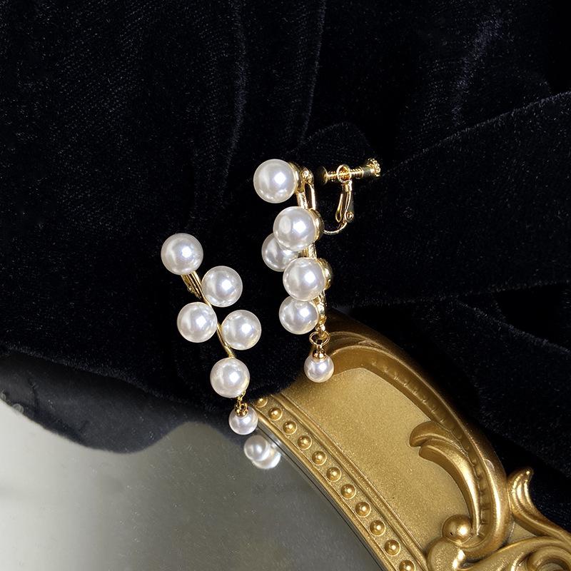 Серьги-клипсы из серебра 925 пробы с жемчугом — прокол не требуется, элегантные длинные серьги для женщин, стиль A100