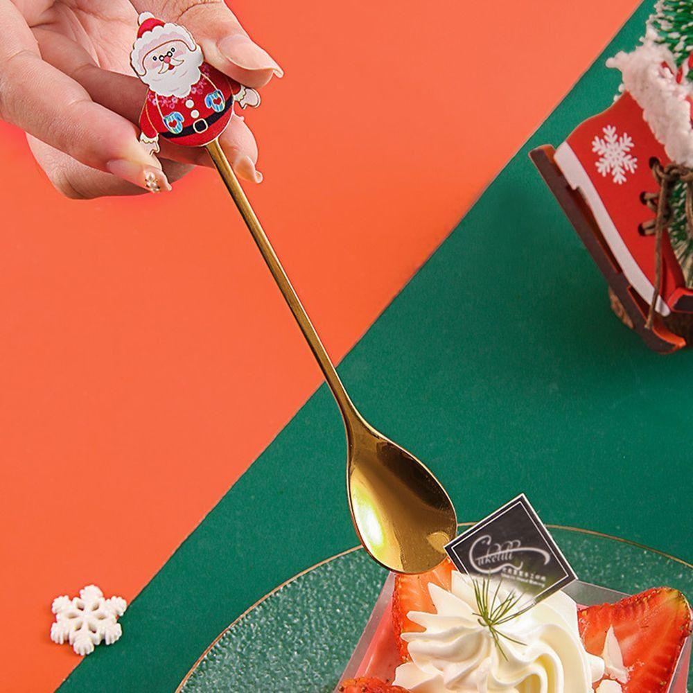 Plated Design Christmas Stirring Spoon 4PCS Set Holiday Tableware Set New Year Party