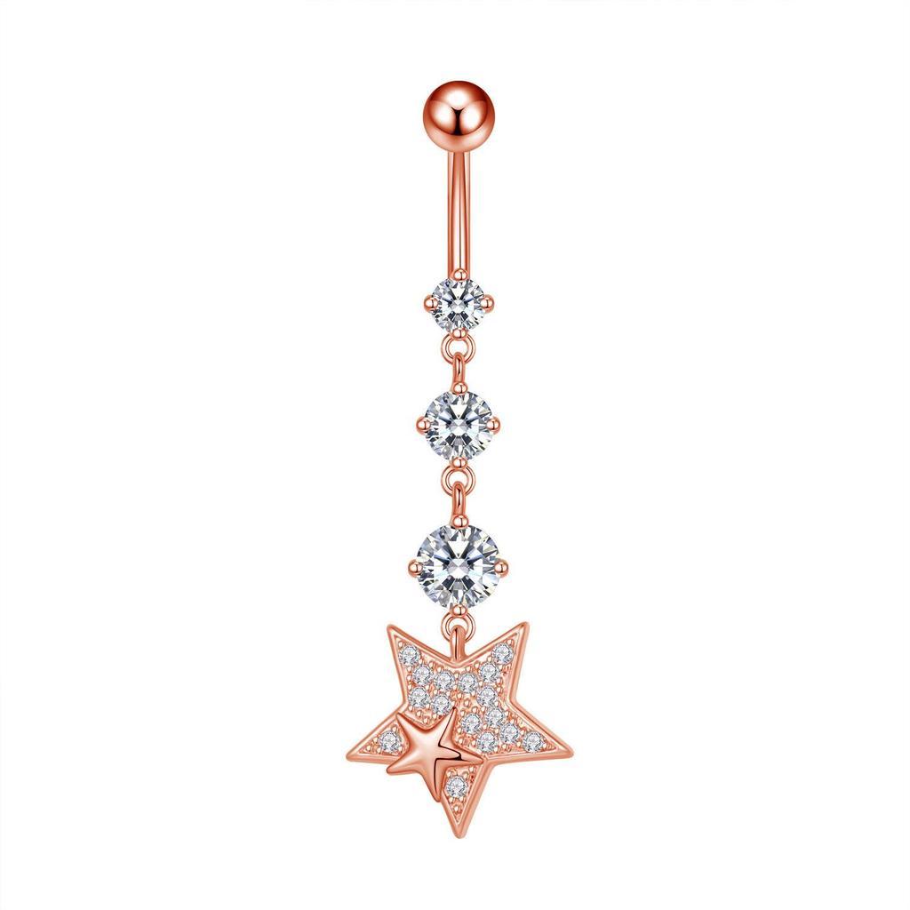 European & American Copper Zircon Floral Belly Button Ring