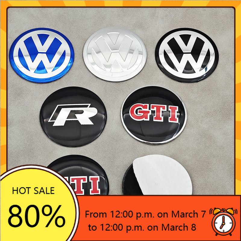 For VW Volkswagen Jetta MK5 Golf 4pcs 56mm Aluminum Car Wheel Center Hub Caps Stickers Emblem Badge For Volkswagen VW Golf 4 5 6 EE1