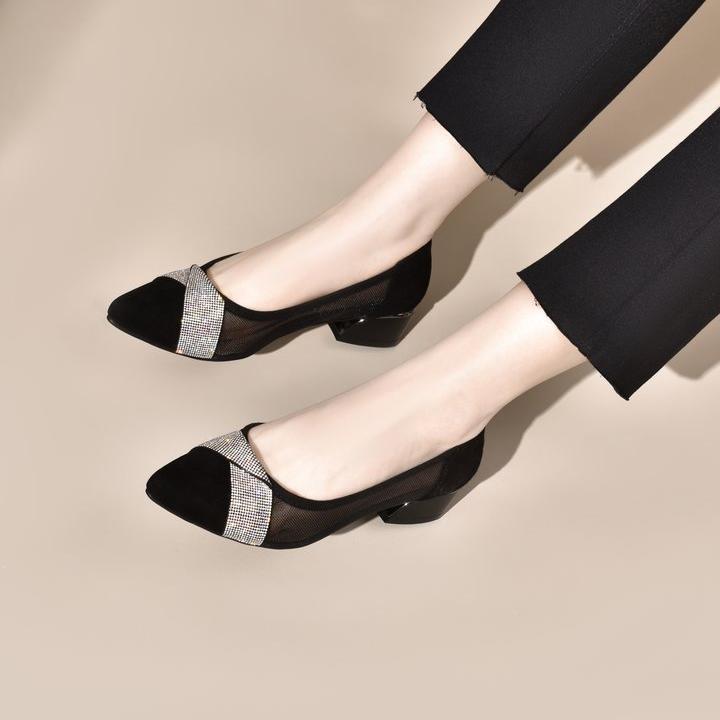 Сетчатые дышащие одинарные туфли женские открытые туфли с острым носком и мелким носком кожаные туфли весна и лето