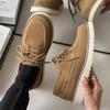 Модные мужские туфли для отдыха на открытом воздухе из коровьей замши на плоской подошве с дышащей платформой для работы в уличном стиле