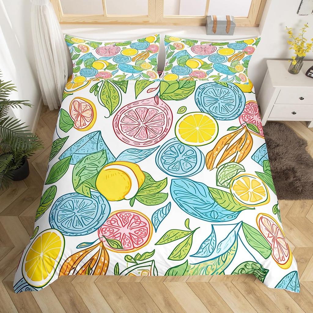 Пододеяльник с фруктами, клубникой, бананом, манго, лимоном, ананасом, комплект постельного белья, виноград, оранжевый пододеяльник, летний фрукт, пододеяльник