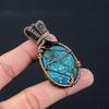 Turquoise Gemstone Pure Copper Wire Wrapped Handmade Pendant Jewelry